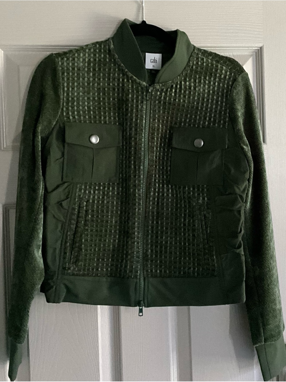 CAbi Dark Olive Quilted Bomber Jacket